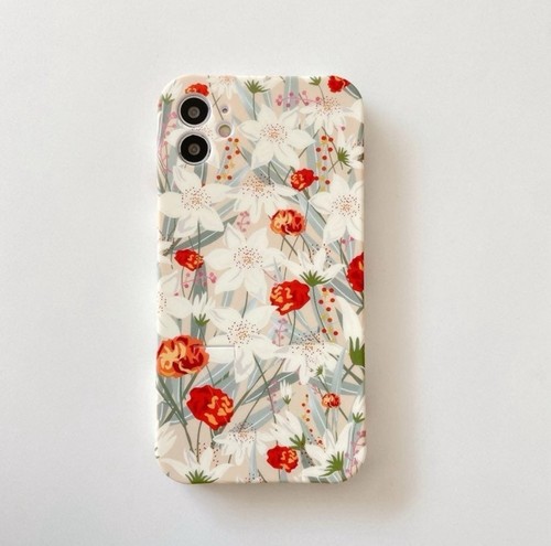 Red white floral - phone, case