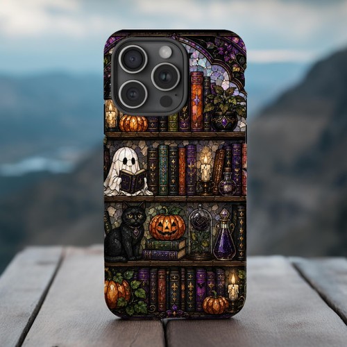 Halloween bookshelf phone case - bookshelf,