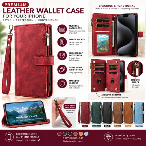 Zip wallet case leather flip - zip,